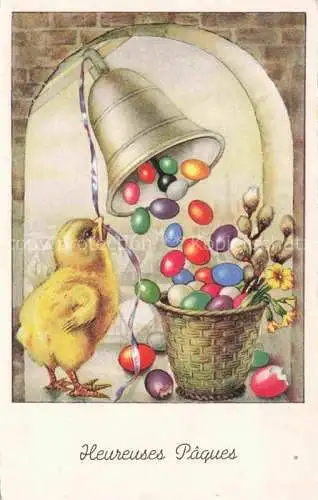 AK / Ansichtskarte Ostern Easter Paques Pasqua-- Kueken Glocke Eier bunt 