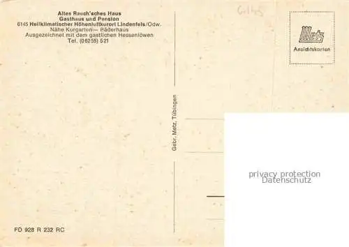 AK / Ansichtskarte Lindenfels Odenwald Altes Rauch'sches Haus Gasthaus Pension Gastraum