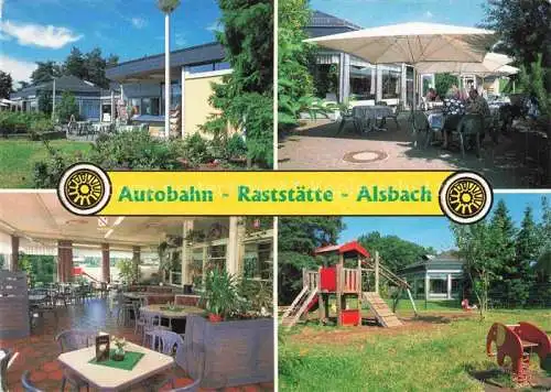 AK / Ansichtskarte Alsbach Bergstrasse Alsbach-Haehnlein Hessen Autobahn Raststaette Restaurant Terrasse Kinderspielplatz