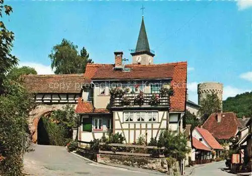 AK / Ansichtskarte Lindenfels Odenwald Stadttor mit Blick zur Kirche Luftkurort Perle des Odenwaldes