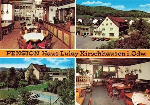 AK / Ansichtskarte Kirschhausen Heppenheim Bergstrasse Hessen Restaurant Pension Haus Lulay Gastraum Garten