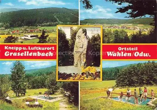AK / Ansichtskarte Wahlen Odenwald Grasellenbach Bergstrasse Hessen Panorama Kneipp- und Luftkurort Wassertreten Gedenkstein