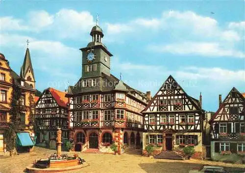 AK / Ansichtskarte Heppenheim Bergstrasse Marktplatz mit Marienbrunnen Fachwerkhaeuser Altstadt