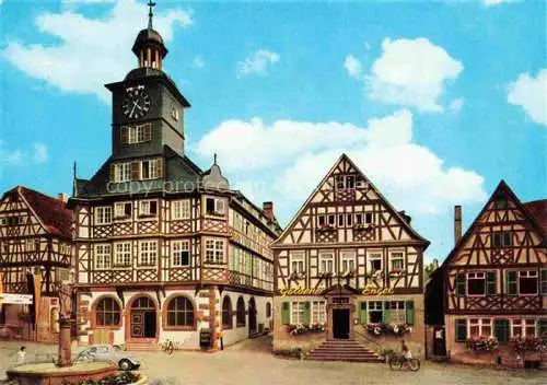 AK / Ansichtskarte Heppenheim Bergstrasse Marktplatz Brunnen Hotel Restaurant Goldener Engel Fachwerkhaeuser Altstadt
