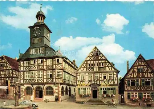 AK / Ansichtskarte Heppenheim Bergstrasse Hotel Restaurant Zum Goldenen Engel Rathaus Marktplatz Brunnen Altstadt Fachwerkhaeuser