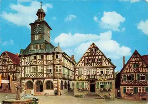 AK / Ansichtskarte Heppenheim Bergstrasse Grosser Markt mit Rathaus Brunnen Hotel Restaurant Goldener Engel Altstadt Fachwerkhaeuser
