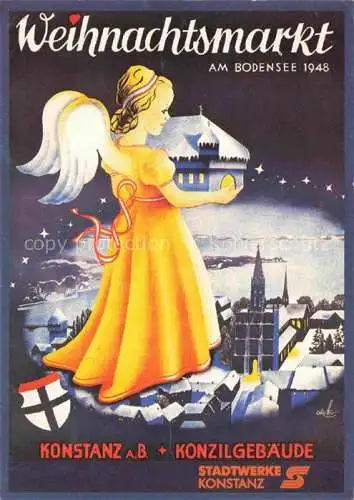 AK / Ansichtskarte KONSTANZ Bodensee BW Weihnachtsmarkt am Bodensee Kuenstlerkarte