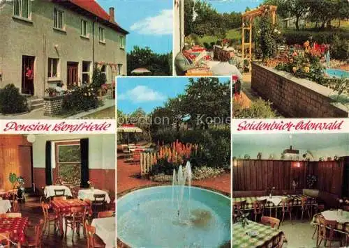 AK / Ansichtskarte Seidenbuch Lindenfels Hessen Pension Bergriede Gastraum Terrasse