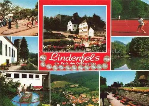 AK / Ansichtskarte Lindenfels Odenwald Teilansichten Minigolf Tennis Wassertreten Kurpark
