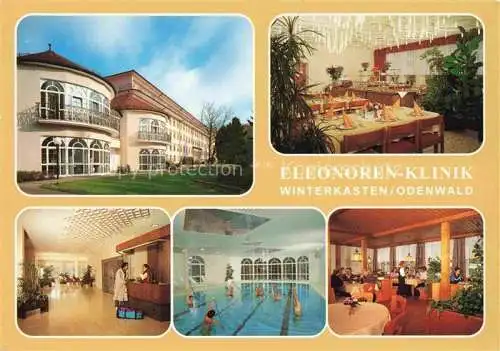 AK / Ansichtskarte Winterkasten Lindenfels Hessen Eleonoren-Klinik Speisesaal Hallenbad Rezeption