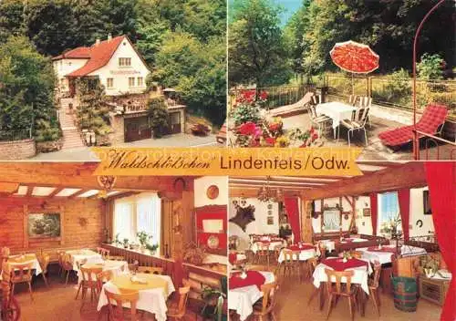 AK / Ansichtskarte Lindenfels Odenwald Restaurant Café Pension Waldschloesschen Terrasse