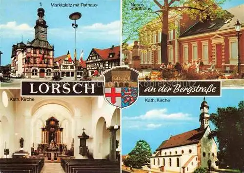 AK / Ansichtskarte Lorsch Hessen Marktplatz Rathaus Stadthaus Kirche Inneres
