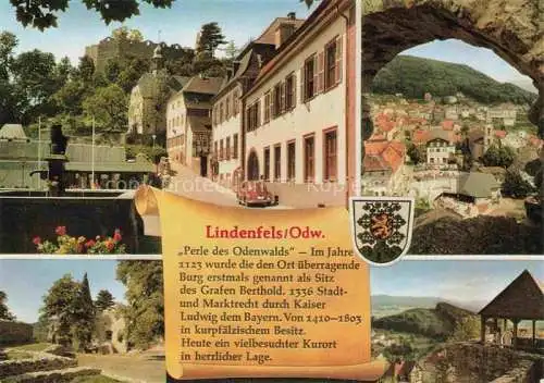 AK / Ansichtskarte Lindenfels Odenwald Teilansicht Burgruine Luftkurort Perle des Odenwaldes Historie