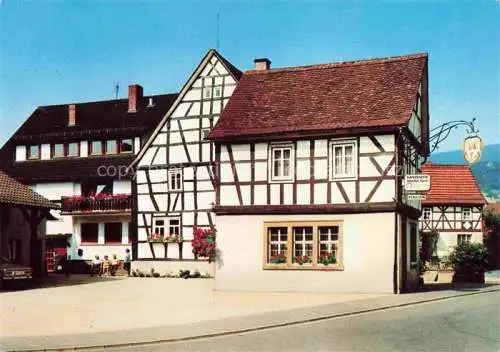 AK / Ansichtskarte Schlierbach Bergstrasse Lindenfels Hessen Gasthaus Pension Zum Roemischen Kaiser Fachwerkhaus