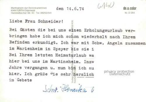 AK / Ansichtskarte Fuerth Odenwald Hessen Martinsheim der Dominikanerinnen