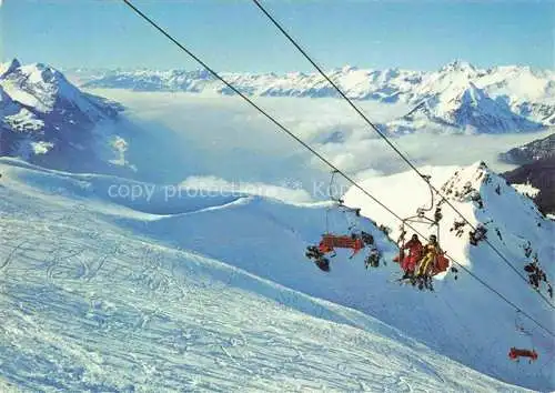 AK / Ansichtskarte Sessellift Chairlift Telesiege Maegisalp Planplatten 