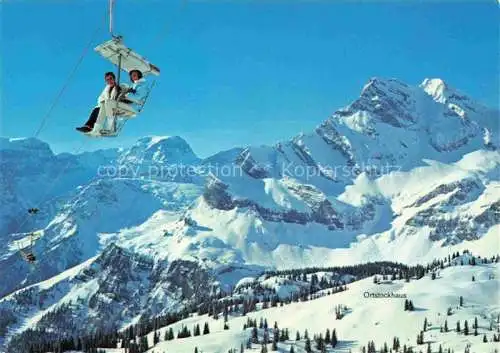 AK / Ansichtskarte Sessellift Chairlift Telesiege Braunwald GL Schweiz Gumen Toedi Ortstock