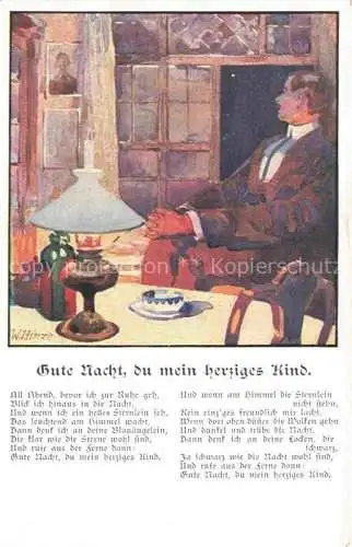 AK / Ansichtskarte HINZE W. Kuenstlerkarte Gutenacht Geschichte Kind