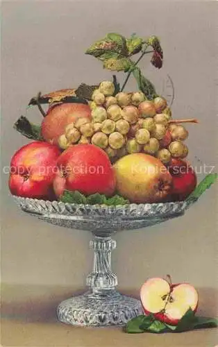 AK / Ansichtskarte Obst Fruit Frutta Fruta-- Platte Apfel Trauben