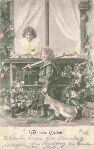 AK / Ansichtskarte Ostern Easter Paques Pasqua-- Kinder Hase 