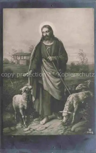 AK / Ansichtskarte Jesus Christus Christentum Schafe 