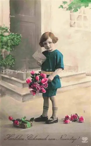 AK / Ansichtskarte Foto EAS Nr. 7360/1 Namenstag Kind Brief Rosen 