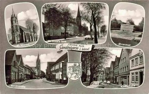 AK / Ansichtskarte Sendenhorst Warendorf NRW St. Martin-Kirche St. Josefs-Stift Ehrenmal Nordstrasse Kirchstrasse
