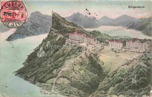 AK / Ansichtskarte Buergenstock Vierwaldstaettersee NW Panorama Berghotels aus der Vogelperspektive