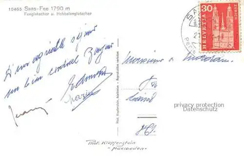 AK / Ansichtskarte Saas-Fee VISP VS Feegletscher und Hohbalengletscher
