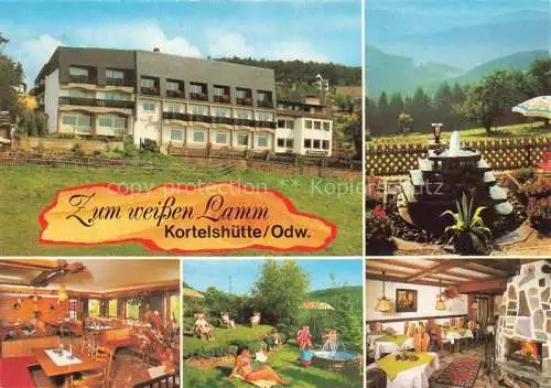AK / Ansichtskarte Kortelshuette Rothenberg Odenwald Gasthof Zum weissen Lamm Gastraeume Liegewiese Brunnen