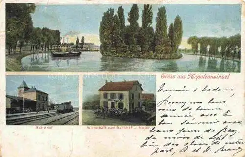 AK / Ansichtskarte Rixheim Mulhouse 68 Haut-Rhin Napoleonsinsel Bahnhof Wirtschaft