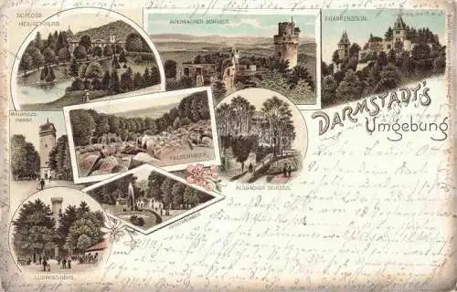 AK / Ansichtskarte DARMSTADT Hessen Schloss Heiligenberg Auersbacher Schloss Frankenstein Felsenmeer Fuerstenlager Ludwigshoehe Litho
