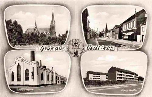 AK / Ansichtskarte Oedt Grefrath NRW Kirche Hochstrasse Girmes-Werke Weberstrasse