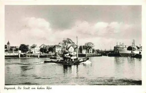 AK / Ansichtskarte Vegesack Teilansicht Stadt am hohen Ufer Hafen