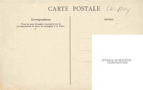 AK / Ansichtskarte LE PUY  en-Velay 43 Haute-Loire Landkarte les Départements Haute Loire Chapelle Saint Michel Werbung Chocolaterie d'Aiguebelle