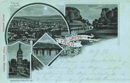 AK / Ansichtskarte TRIER Stadtpanorama Amphitheater Secundinier Saeule bei Igel Litho