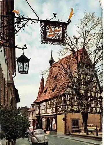 AK / Ansichtskarte Michelstadt Odenwald Hessen Gasthof Rei Hasen mit altem Wirtshausschild