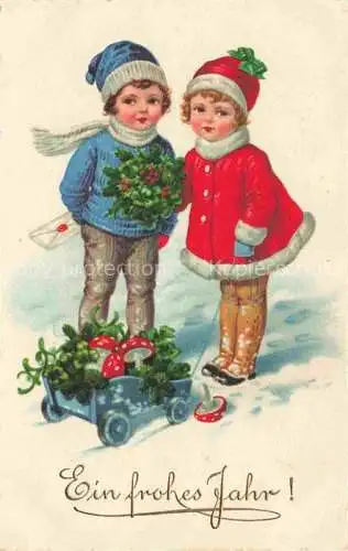 AK / Ansichtskarte Neujahr Annee New Year Kinder Pilz Litho 