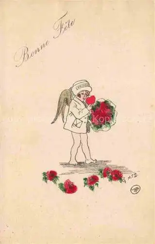 AK / Ansichtskarte Neujahr Annee New Year Engel Maedchen Rosen 