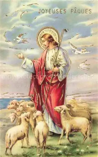 AK / Ansichtskarte Jesus Christus Christentum Ostern Paques Lamm Voegel 