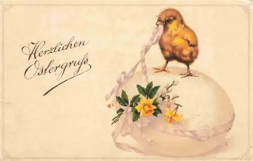 AK / Ansichtskarte Ostern Easter Paques Pasqua-- Kueken Eier Blumen 