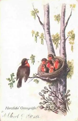 AK / Ansichtskarte Ostern Easter Paques Pasqua-- Vogelnest Baum Litho
