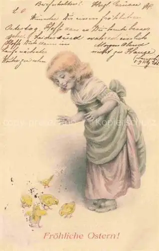 AK / Ansichtskarte Ostern Easter Paques Pasqua-- Maedchen Kueken 