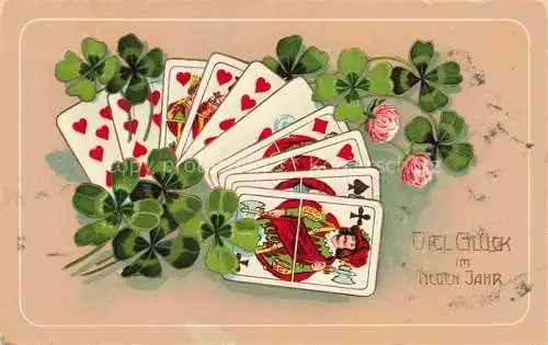 AK / Ansichtskarte Kartenspiel-Postkarte Jeu de Cartes CPA-- Neujahr Nouvelle Annee