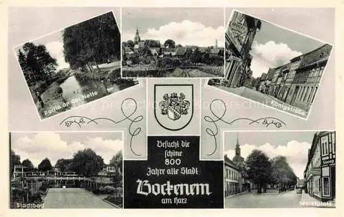 AK / Ansichtskarte Bockenem Partie an der Nette Stadtpanorama Koenigstrasse Stadtbad Marktplatz