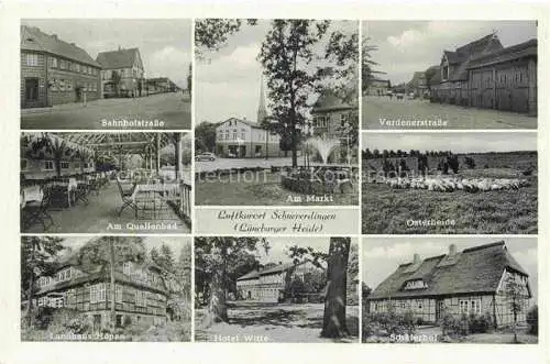 AK / Ansichtskarte Schneverdingen Bahnhofstrasse Quellenbad Landhaus Hoepen Markt Verdenerstrasse Osterheide Schaeferhof