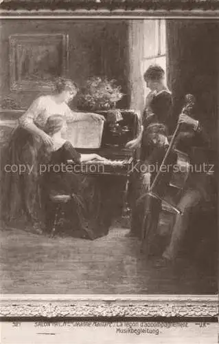 AK / Ansichtskarte Verlag Salon de 1911 Nr. 921 Jeanne Maillart Musik Piano Kontrabass 