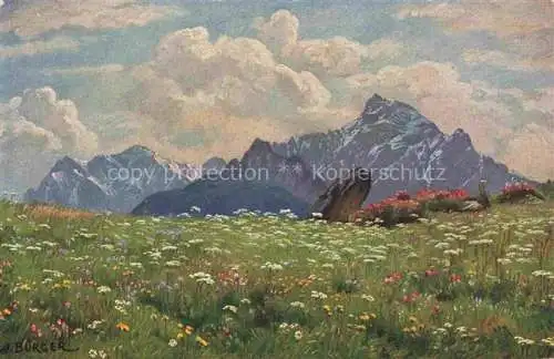 AK / Ansichtskarte BURGER P. Kuenstlerkarte Bluehende Alpe Blumen 