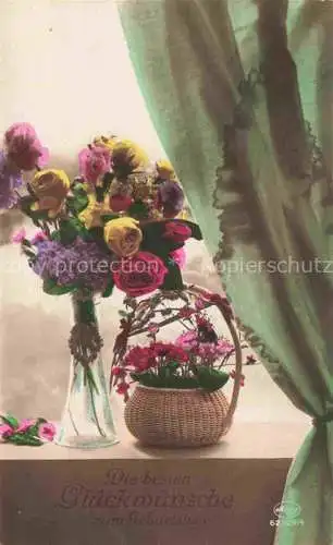 AK / Ansichtskarte Foto Amag Nr. Geburtstag Blumen Vase 