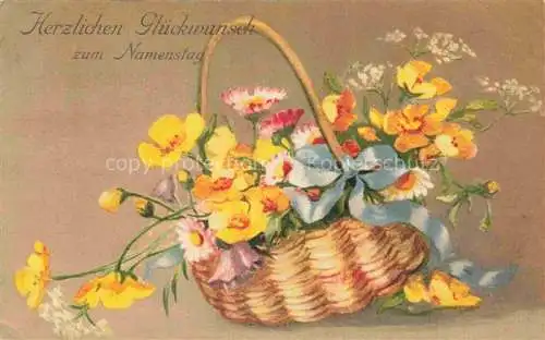 AK / Ansichtskarte Namenstag Namenskarte Blumenkorb